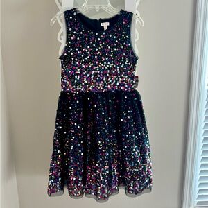 Black Sequined Dress with Tulle